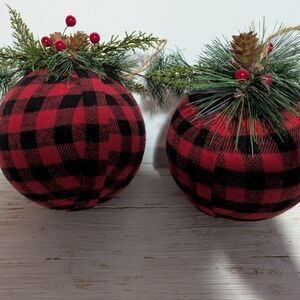 Festive Red and Black Plaid Holiday Ornaments Home Decor